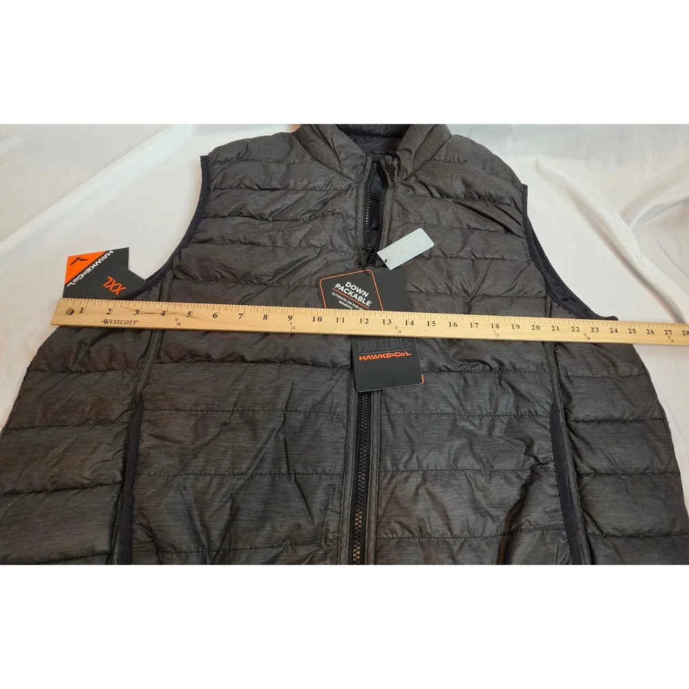 Hawke & Co Pro Series Reversible Down Packable Vest XXL Gray Black NWT